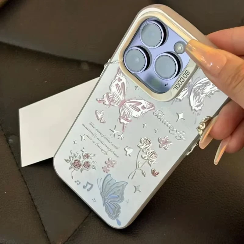 Funda de teléfono hueca con mariposa rosa creativa para Samsung Galaxy S23 S24 S25 Ultra S22 S21 S20 Plus FE A15 A35 A55 cubierta a prueba de golpes - imagen 5