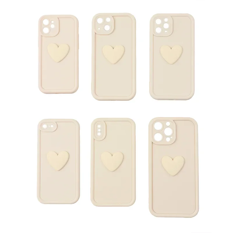 Bonita funda de teléfono de silicona 3D con corazón de amor para iPhone 16, 15, 13, 12, 11, 14 Pro Max, protección de lente, carcasa impermeable a prueba de golpes - imagen 5