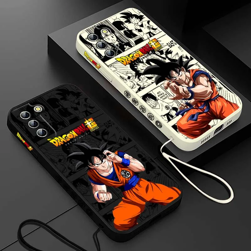 D-Dragon Ball Manga Son Goku funda para Samsung Galaxy S25 S24 S23 S22 S21 S10 FE Plus Ultra 5G funda de teléfono con cuerda izquierda líquida - imagen 2