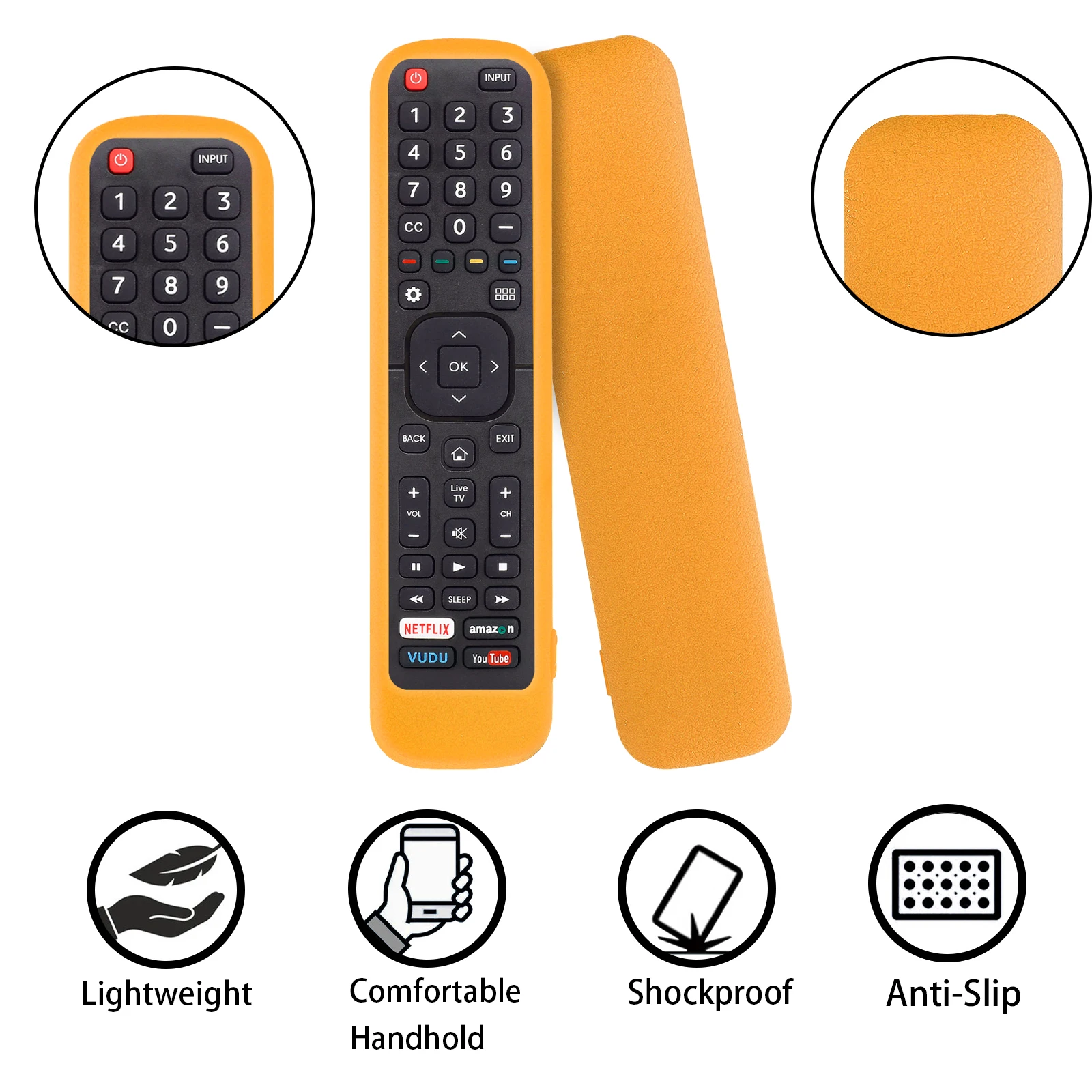Funda protectora para mando a distancia de TV Hisense, cubierta de silicona, EN2B27, EN2H27B, EN2H27HS, EN2H27D, EN2A27, ER-31607R, 1 par - imagen 4