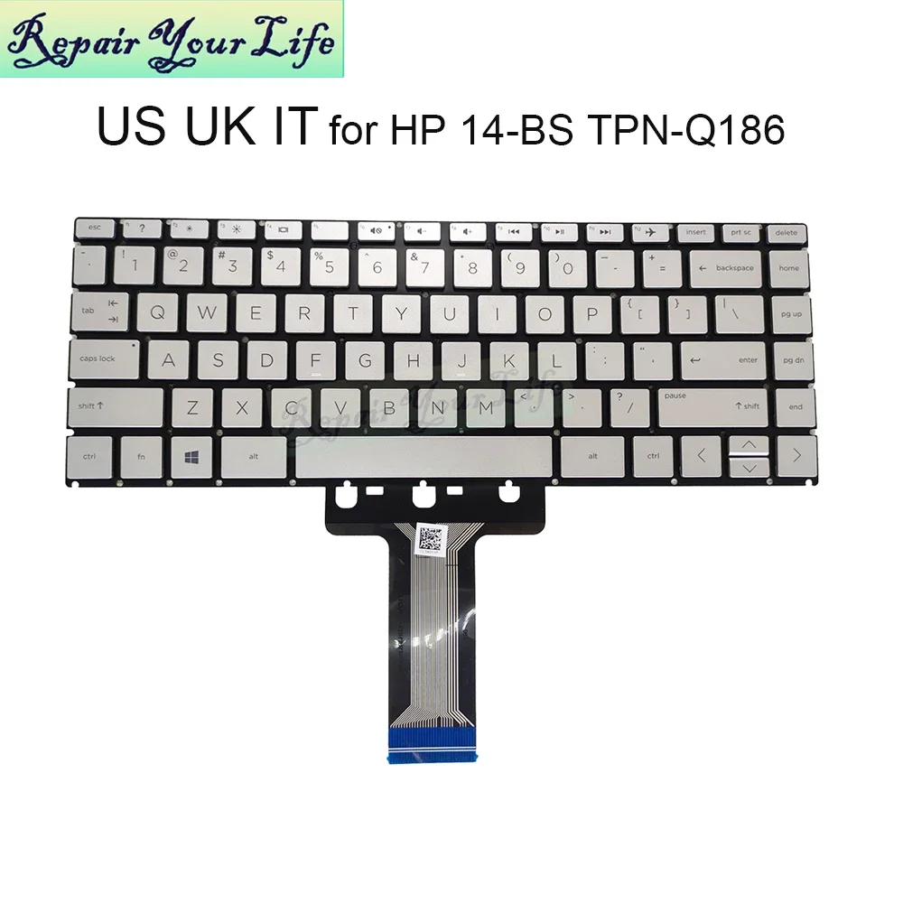 Teclado para portátil HP Pavilion X360, 14-BS, 14-BA, 14T-BA, 14M-BA, TPN-W125, Q186, Q189, Q187, C131, L50382-001, Reino Unido, EE. UU., italiano, inglés