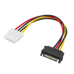 Cable adaptador Molex IDE hembra de 4 pines a SATA macho de 15 pines