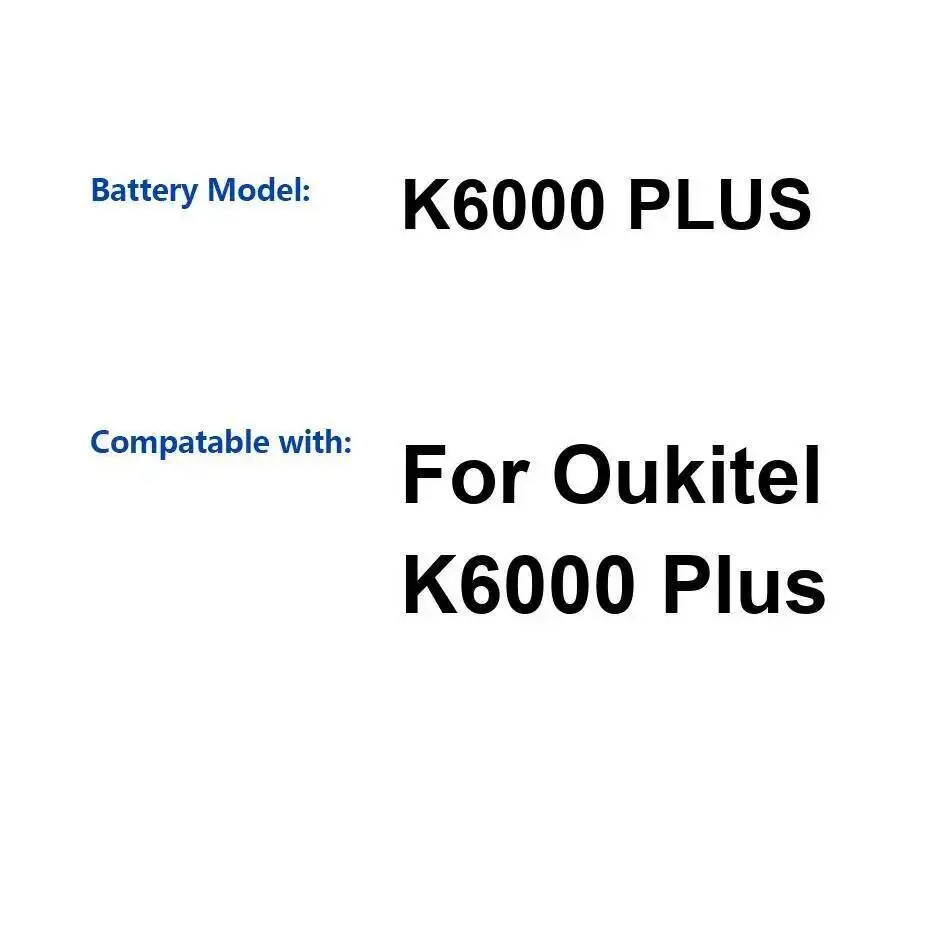 Longue durée pour batterie de téléphone portable Oukitel K6000 Plus 6080Mah