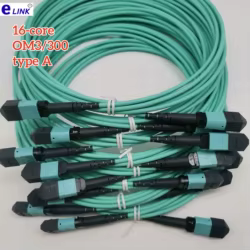 Cable de fibra MPO-MPO multimodo OM3 tipo A aqua – parche óptico