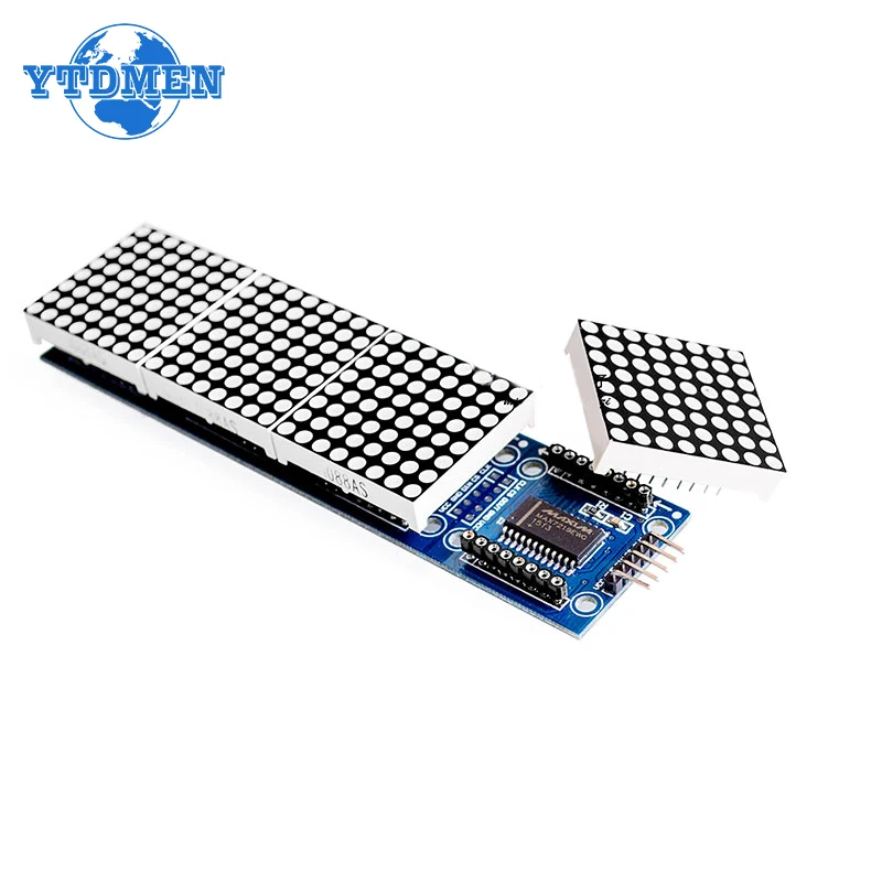 Módulo de matriz de puntos MAX7219 8*8 cátodo común 5V rojo/verde pantalla LED 4 en uno con Cable de cables DuPont - imagen 3