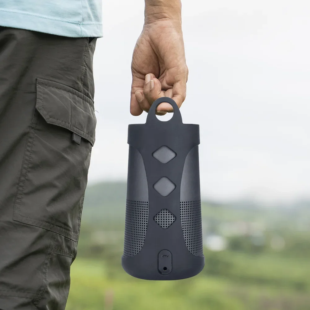 Funda protectora de altavoz portátil, cubierta de piel de altavoz antideslizante a prueba de golpes con mosquetón para Bose SoundLink Revolve/Revolve+ I II - imagen 4