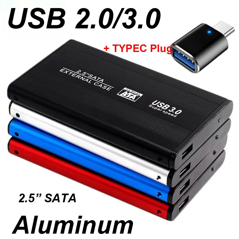 USB 3,0/2,0 caja de disco duro de 2,5 pulgadas HDD caja externa Caddy de aluminio 2,5 "Sata HDD luz LED para ordenador tipo C - imagen 2