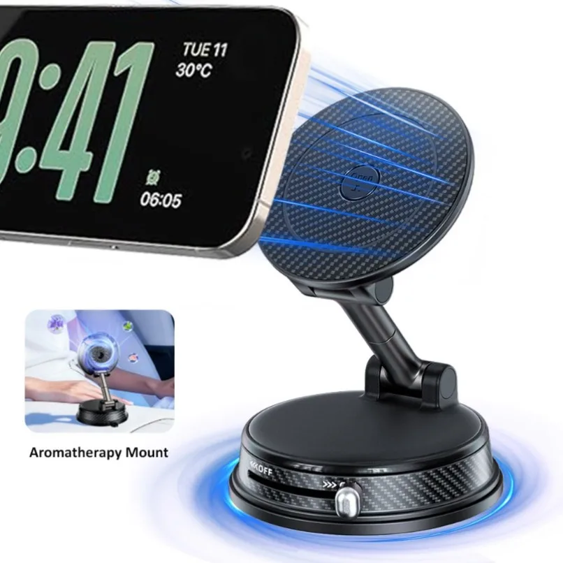 Soporte magnético para teléfono con succión al vacío para aromaterapia de coche, soporte para teléfono móvil Magsafe iPhone 17 16 15 Pro Max 14 13 12