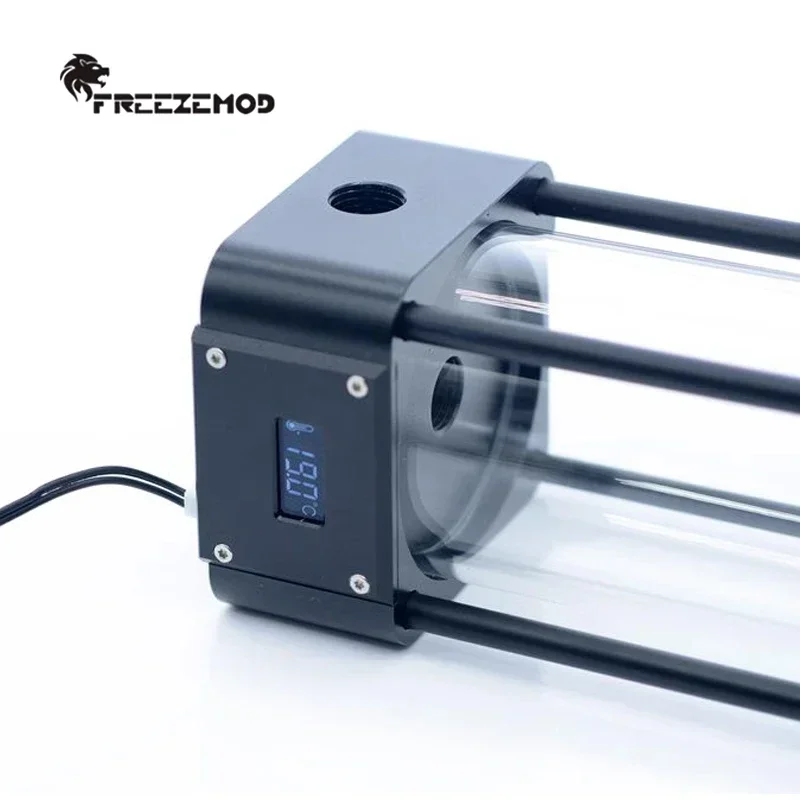 FREEZEMOD-resensor cuadrado de refrigeración por agua para ordenador, vidrio + aluminio + pantalla LCD de temperatura, BL-WDX negro/plateado de 165mm-265mm - imagen 4