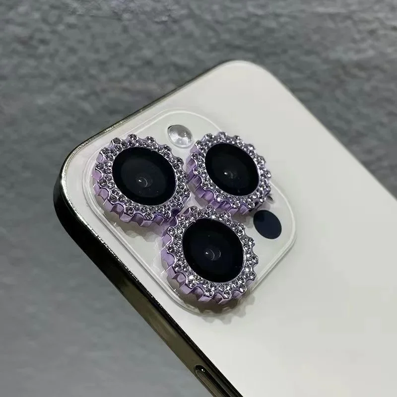 2-3 uds Protector de lente de cámara de diamante brillante para IPhone 16 15 14 16Pro Max 12 13 Mini película protectora de pantalla con brillo de diamantes de imitación - imagen 5