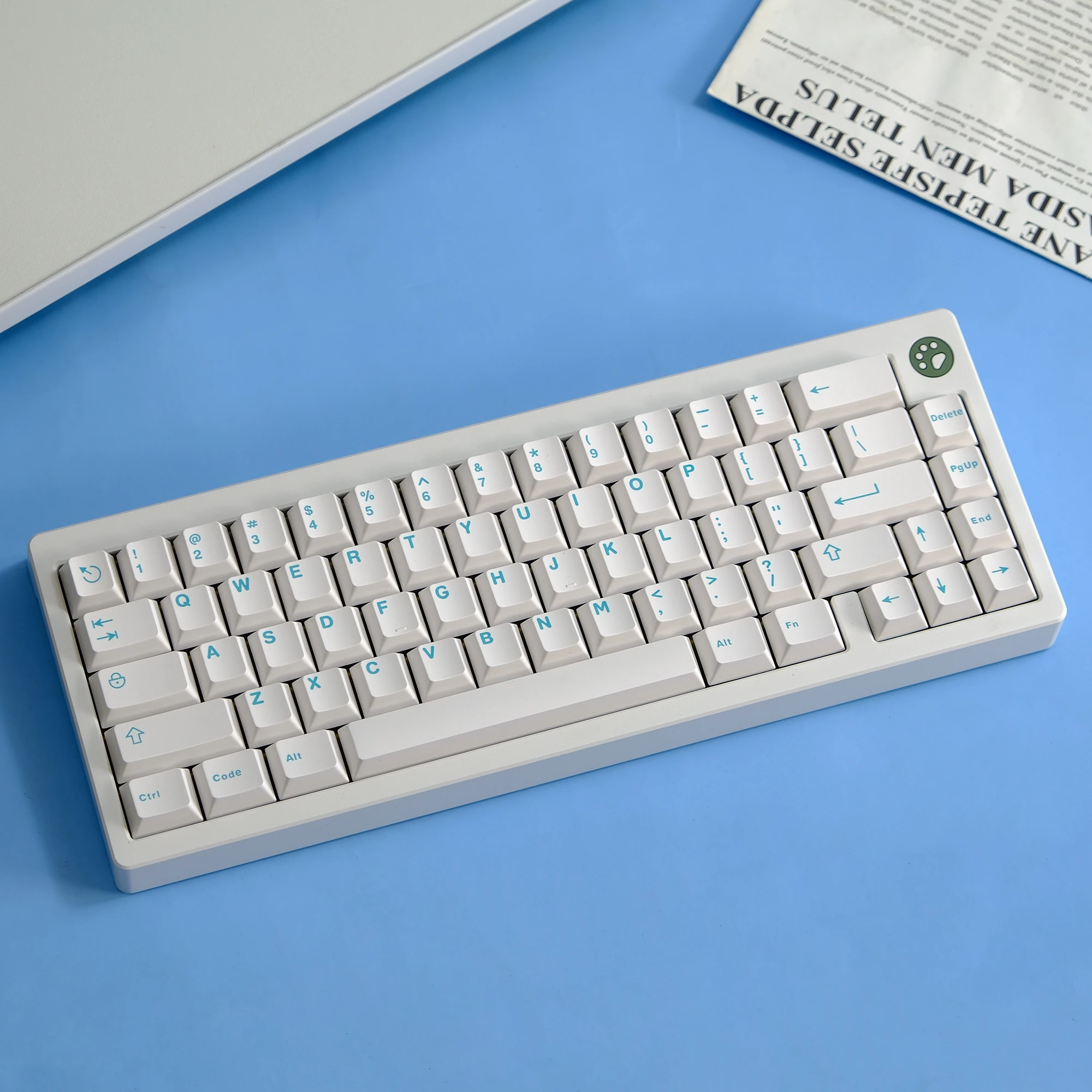 Teclas PBT de doble disparo, color blanco y azul crema, 121 teclas, teclas de teclado con perfil Cherry para interruptores Cherry MX, teclados mecánicos
