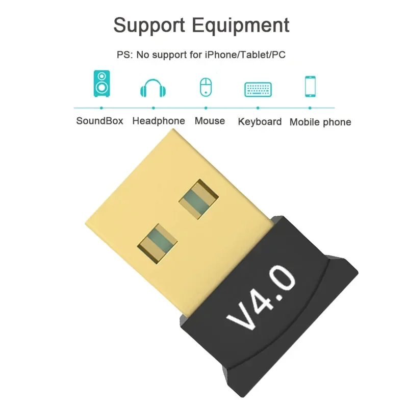 Mini adaptador USB Bluetooth 4,0 Dongle inalámbrico Compatible con V 4,0 USB 2,0 transmisor receptor de Audio para ordenador portátil Windows - imagen 5