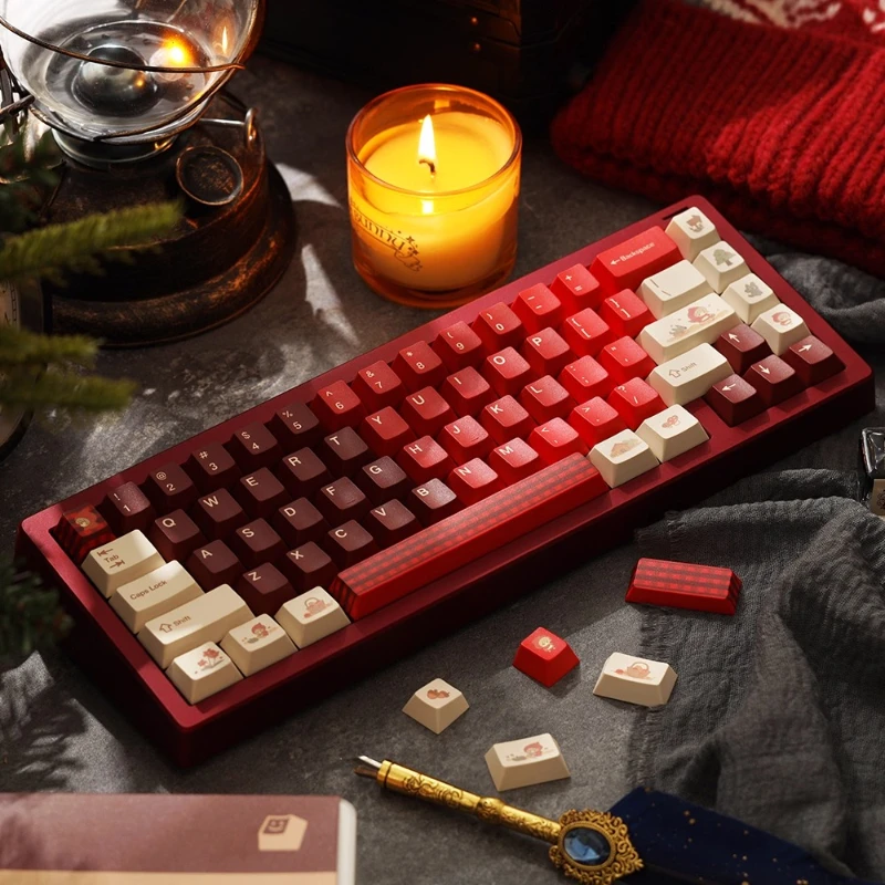 Teclas originales dibujadas a mano, teclas Little Red Riding, sublimación PBT, perfil de cereza, tapa de tecla de punto de Anime de dibujos animados de 1,7mm para jugadores - imagen 4