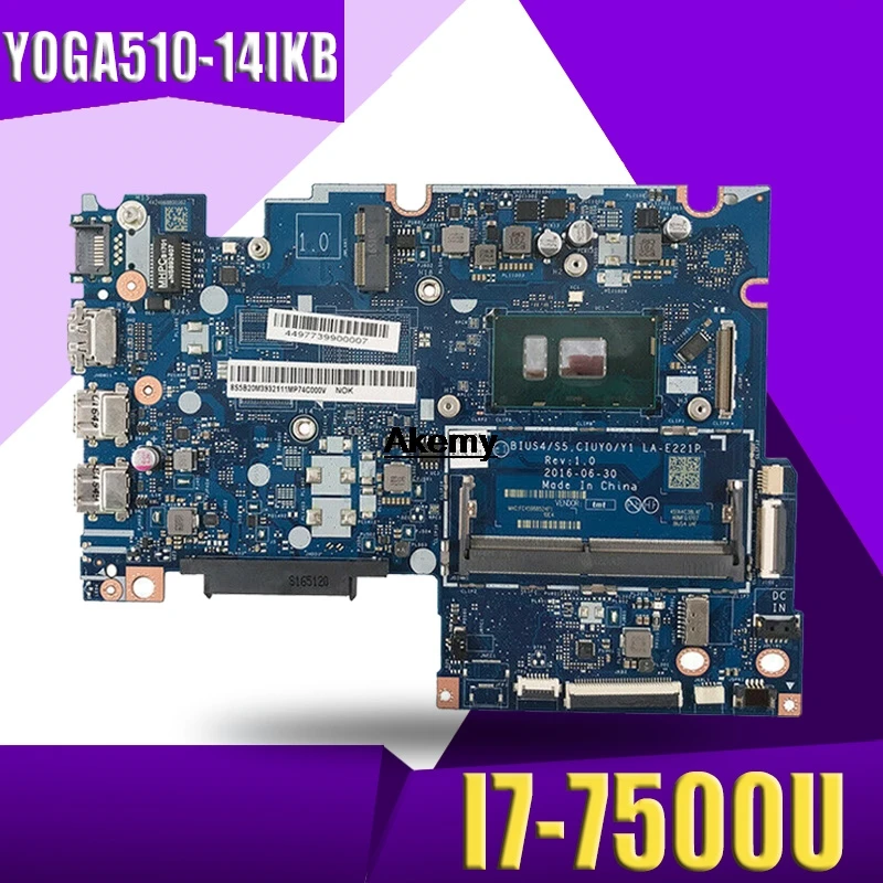 Para Lenovo 510-14IKB placa base LA-E221P 5B20M3932811 5B20M32797 5B20M3932111 I3-7100U i5-7200U placa base YOGA Yoga Flex 4-1480