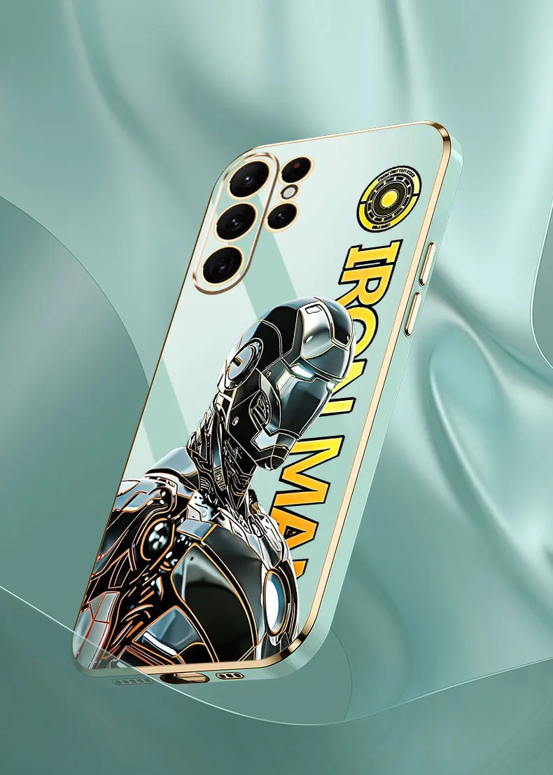 Funda de teléfono Cool Marvel Iron Man S24Ultra para Samsung Galaxy S24, S23, S22, S21, S20 Ultra Fe, S10, S9, S24 Plus, 5G, cubierta chapada de lujo - imagen 5