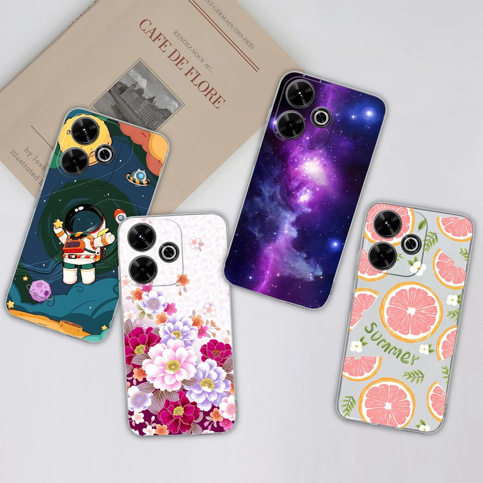 Funda de teléfono para Redmi 13 4G transparente lindo patrón de flores suave TPU silicona a prueba de golpes carcasa trasera para Redmi13 Funda Capa - imagen 4