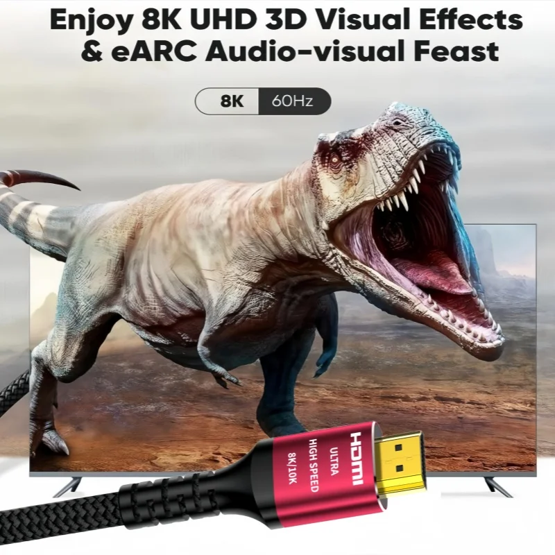 Cables HDMI 2,1 de 8K, Cord-4K trenzada de alta velocidad, 48Gbps, @ 120Hz, 8K @ 60Hz, Compatible con Roku TV/PS5/PS4/HDTV/RTX 3080 3090 - imagen 5