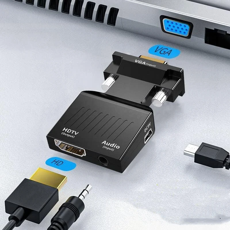 Convertidor adaptador compatible con VGA a HDMI, 1080P, con Cable de Audio de 3,5mm para PC, portátil, proyector HDTV, convertidor de Audio y vídeo - imagen 2