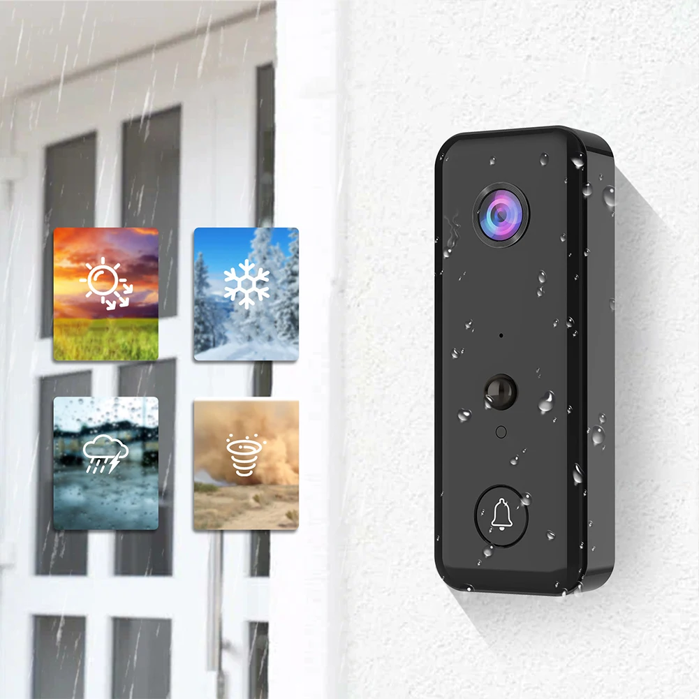Cámara de timbre de vídeo Timbre de audio bidireccional con cámara Cámara de timbre inalámbrico con detección de movimiento PIR para oficina en casa - imagen 4