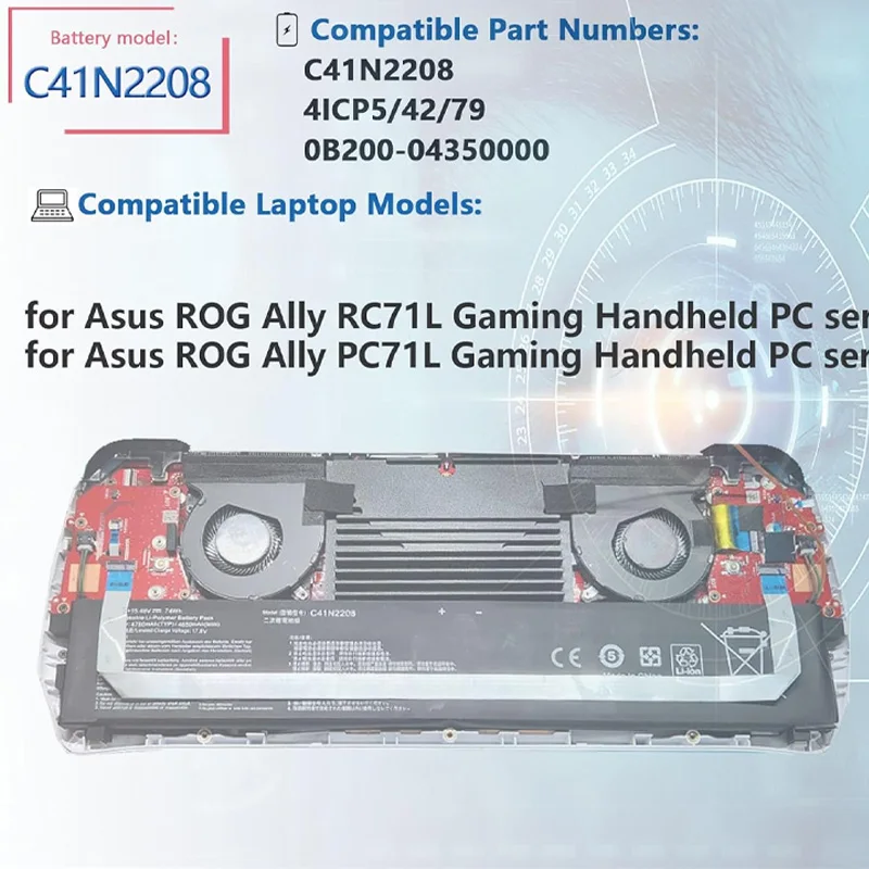 Nueva batería C41N2208 74Wh para ASUS ROG Ally Gaming Series portátil PC71L RC71L con herramientas gratuitas 15,48 V 74WH - imagen 2