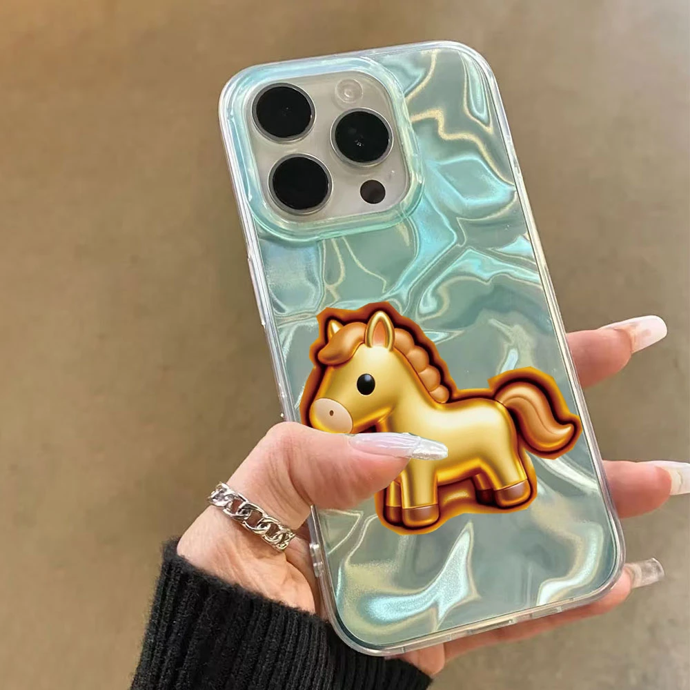 Funda de teléfono con textura de agua de caballo dorado de la suerte para Samsung Galaxy A16 A55 A07 A17 A56 A36 A54 A26 A15 A06 A14 A24 A34 A37 A57 - imagen 3