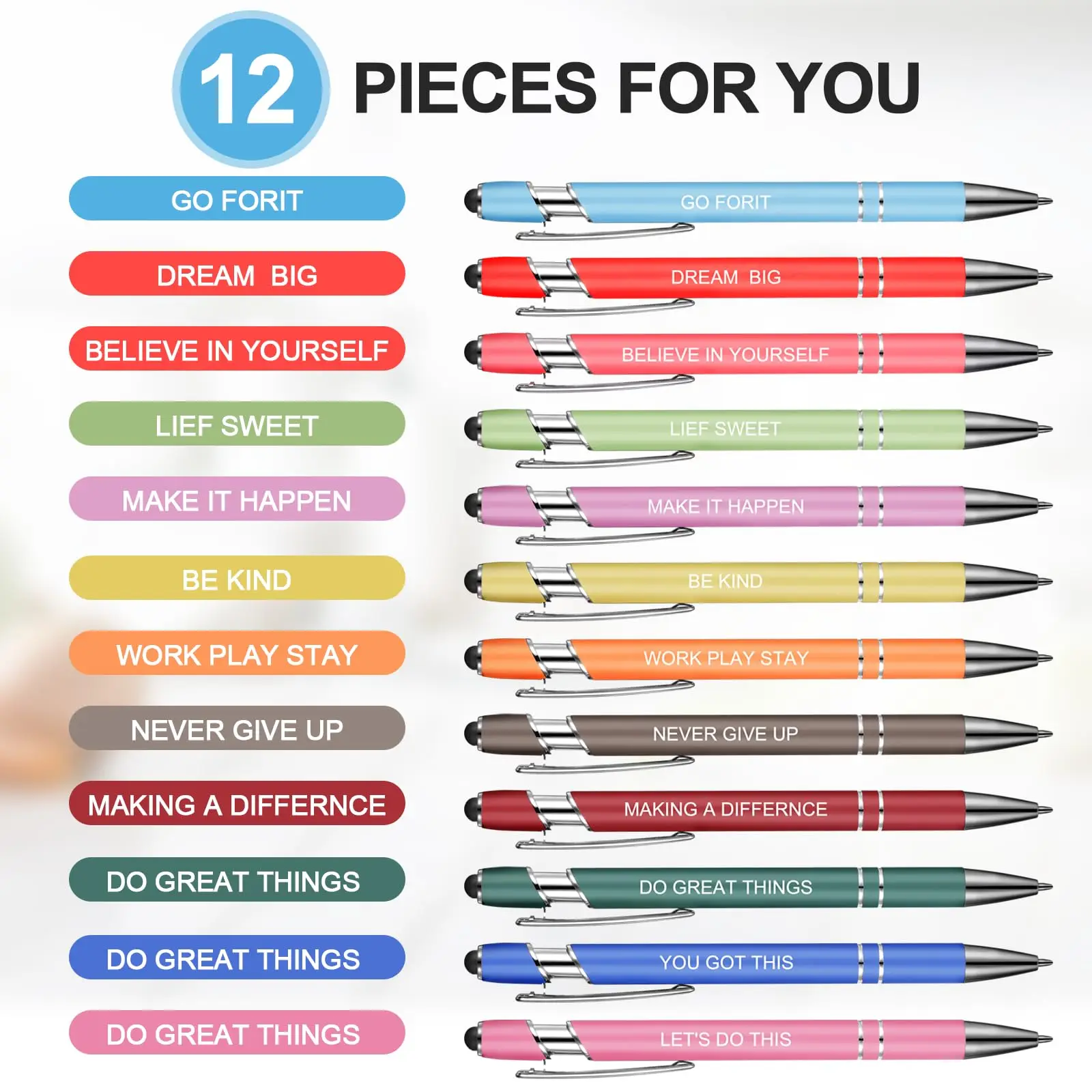 Bolígrafo duradero y elegante, bolígrafo con pantalla táctil, clase ABS, Stylus, oficina, Metal, cursos en línea, 12 unidades - imagen 3