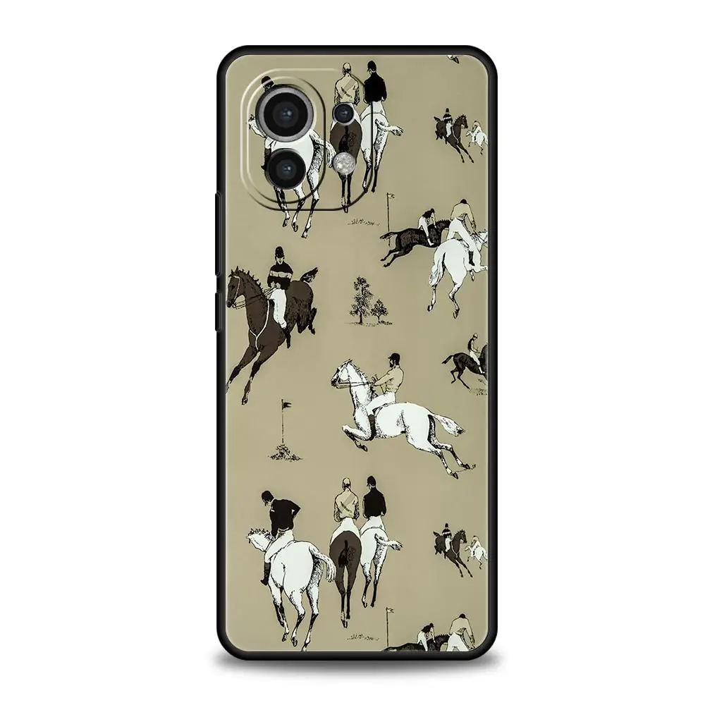 Funda de teléfono para Xiaomi Mi 14, 13, 12, 11 Lite, 13T, 12T, 11x, 11T, 10T, Pro, 9T, Note 10 Lite, de silicona suave funda negra, Animal Art Horse - imagen 3