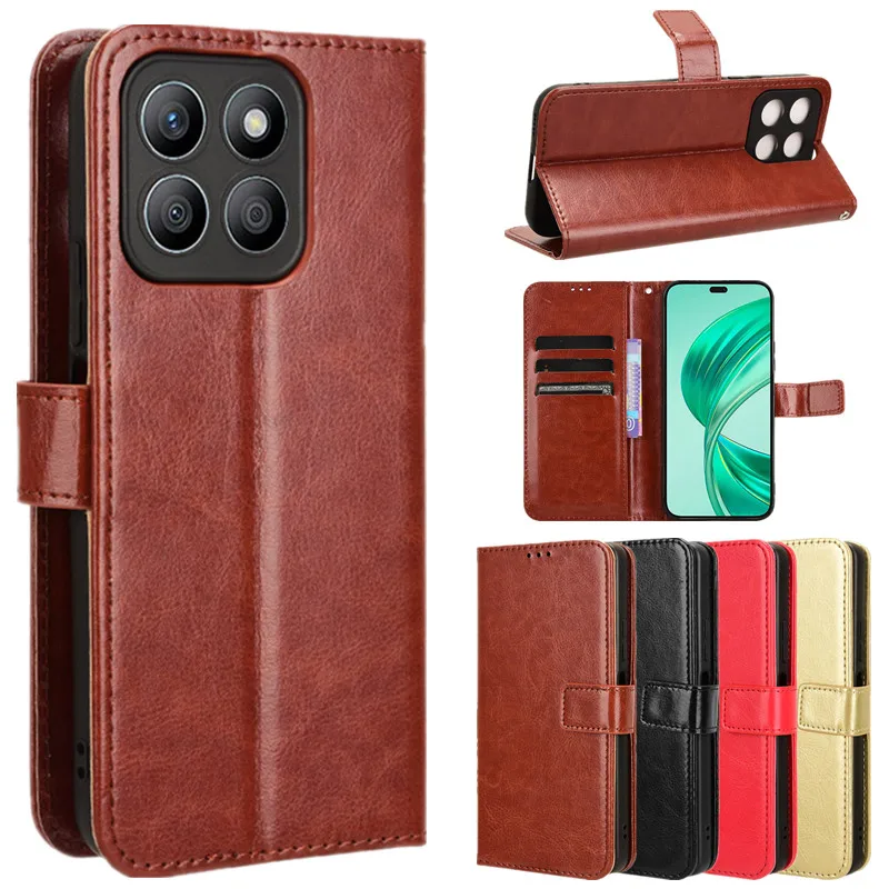 Funda de cuero con tapa para Honor X8c X7c, funda protectora, billetera con ranura para tarjetas, soporte, Coque Fundas