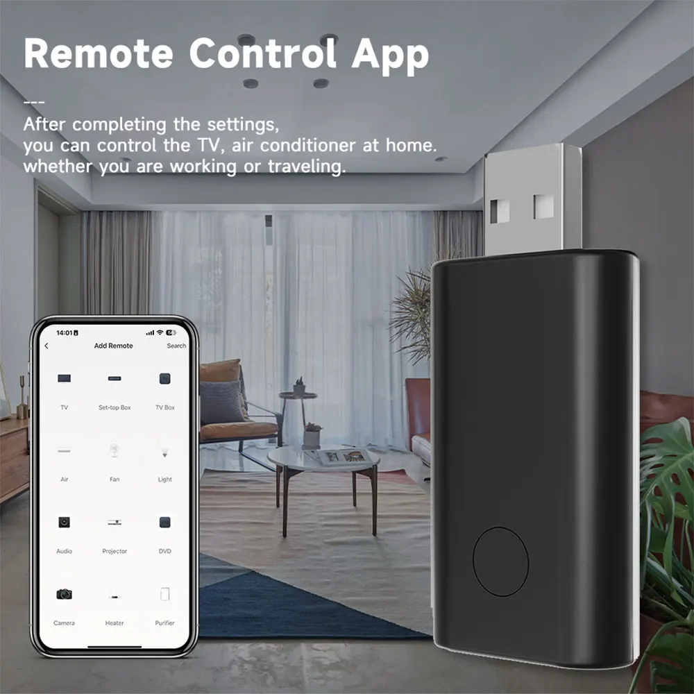Mando a distancia WiFi IR Alcance máximo de transmisión de 12 m 360 °   Transmisor infrarrojo USB Tuya IR de cobertura total para luz de ventilador de CA de TV - imagen 2