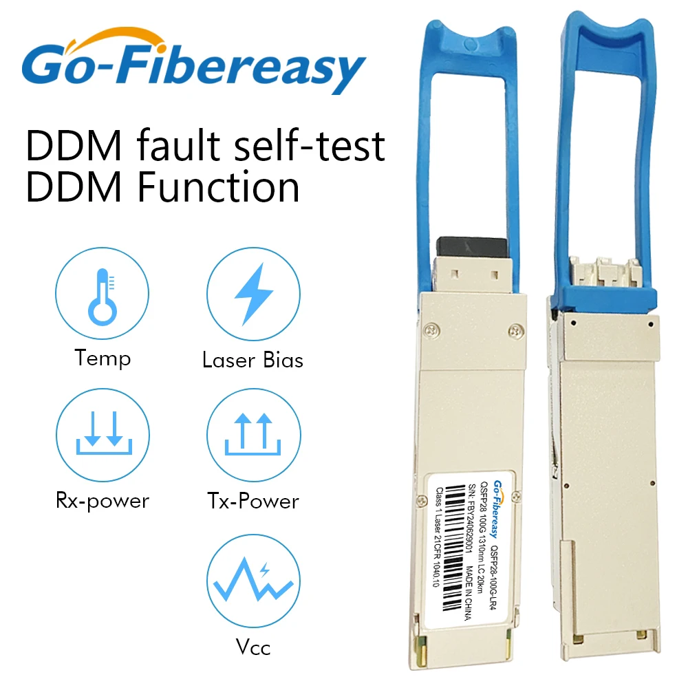 100G QSFP28 LR4 20km 1310nm Transceptor Duplex LC Modo único 100GBASE-LR4 para Juniper,Dell,HW,Mellanox... Equipo de fibra óptica - imagen 3