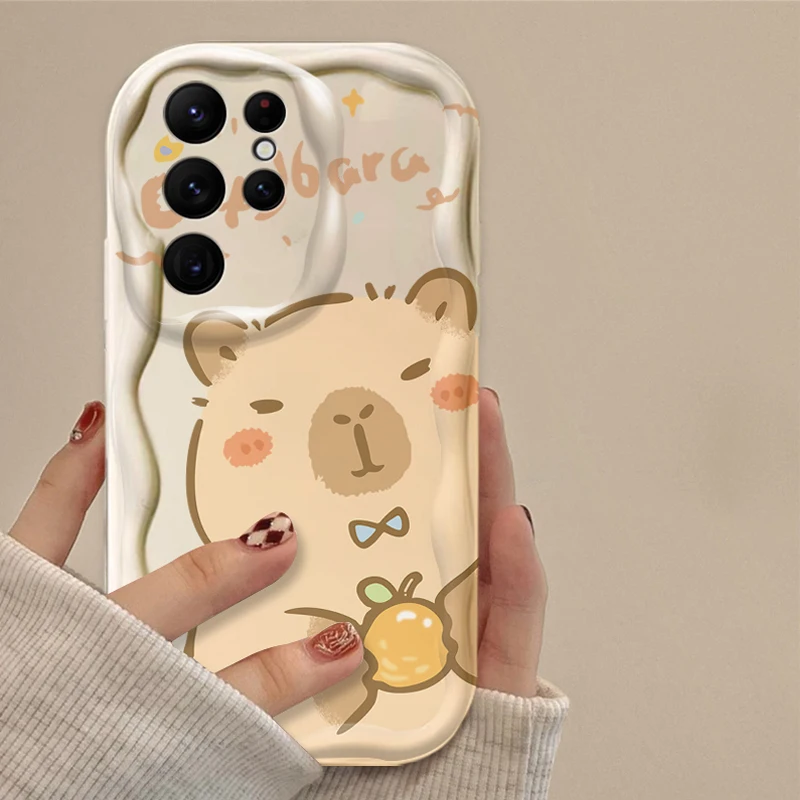 Funda con ondas 3D de capibara encantadora de dibujos animados para Samsung Galaxy A54 A34 A24 A14 A13 A53 A33 A73 A23 A52 A52S A32 A22 A12 A51 A71 - imagen 3