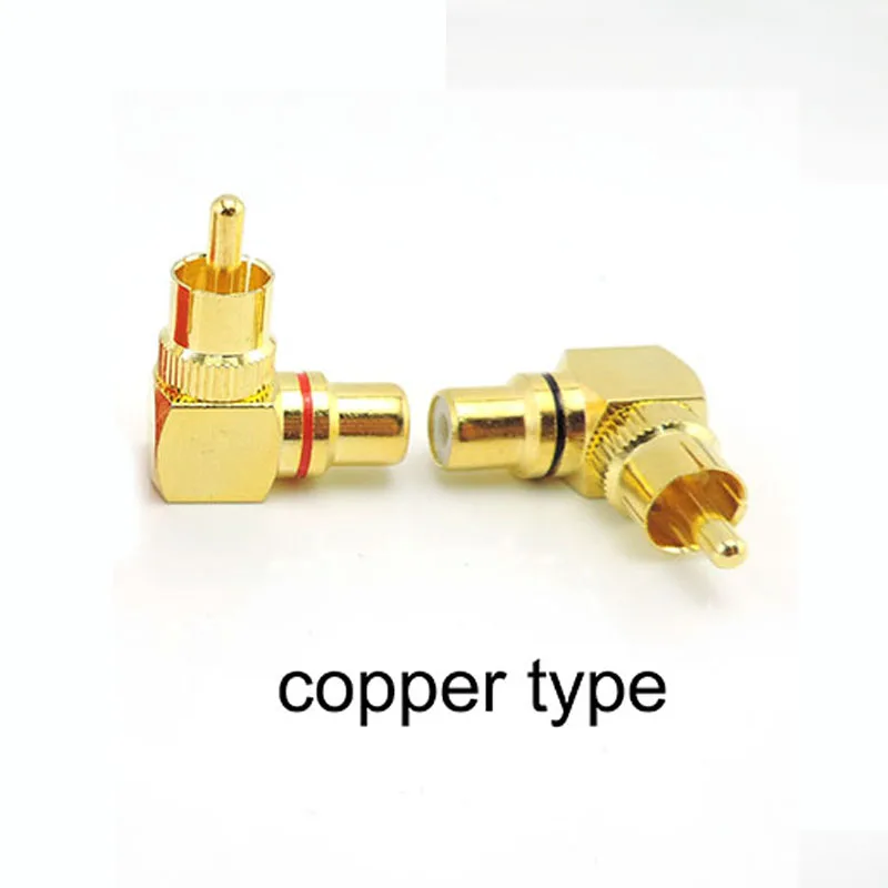 Conector RCA de ángulo recto macho a hembra, adaptadores de enchufe de 90 grados, conectores de Audio tipo L F a M, latón chapado en oro - imagen 4