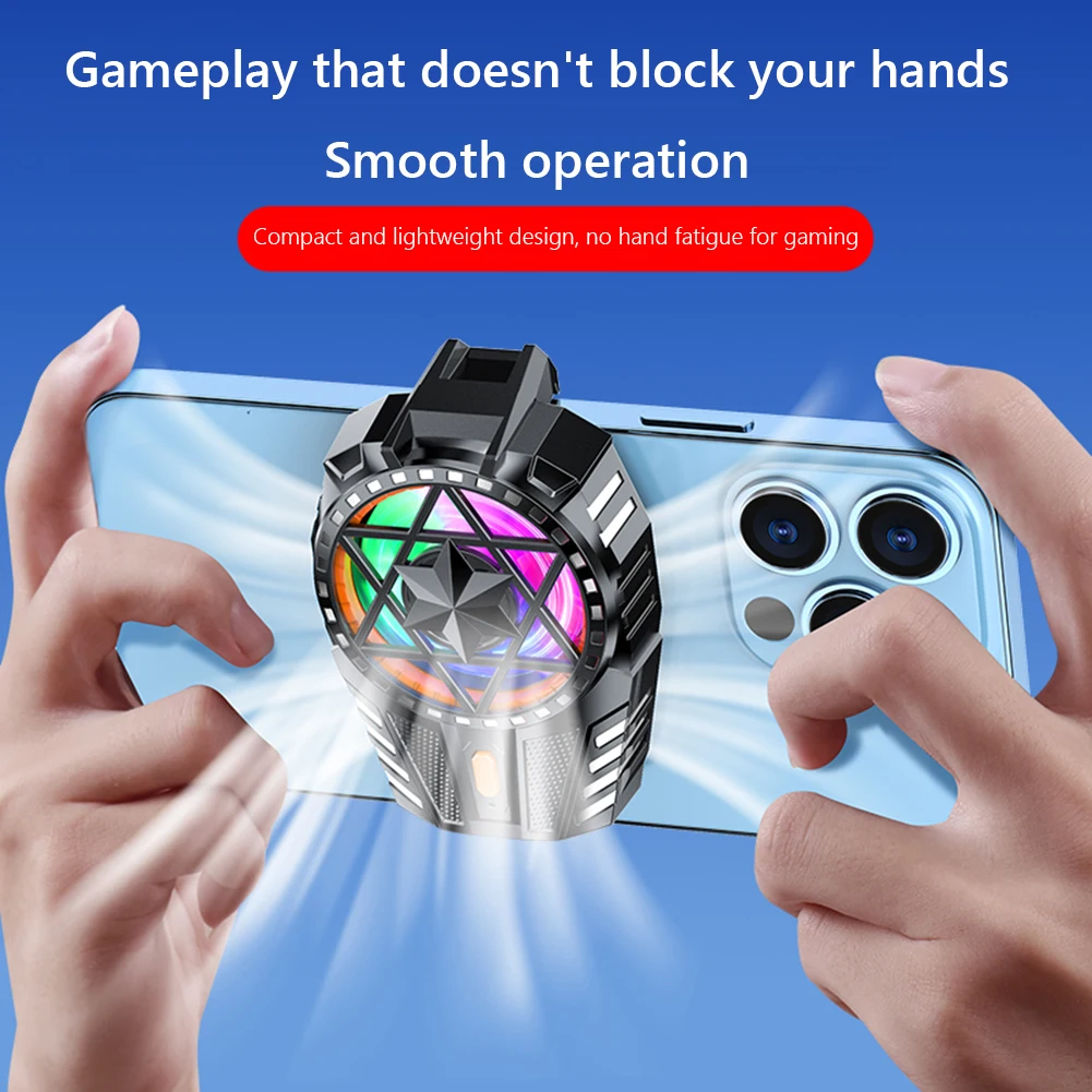 Radiador de teléfono móvil con luz RGB, Enfriador de juegos para teléfono móvil, radiador de juegos recargable para Vlog al aire libre, juegos móviles