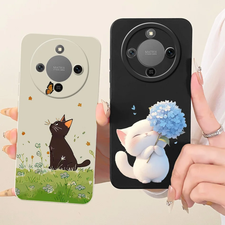 Para Honor X9D funda 2025 nuevo estilo lindo gato dibujos animados suave silicona líquida cubierta a prueba de golpes para Honor Magic 8 Lite X70 X 9D carcasa