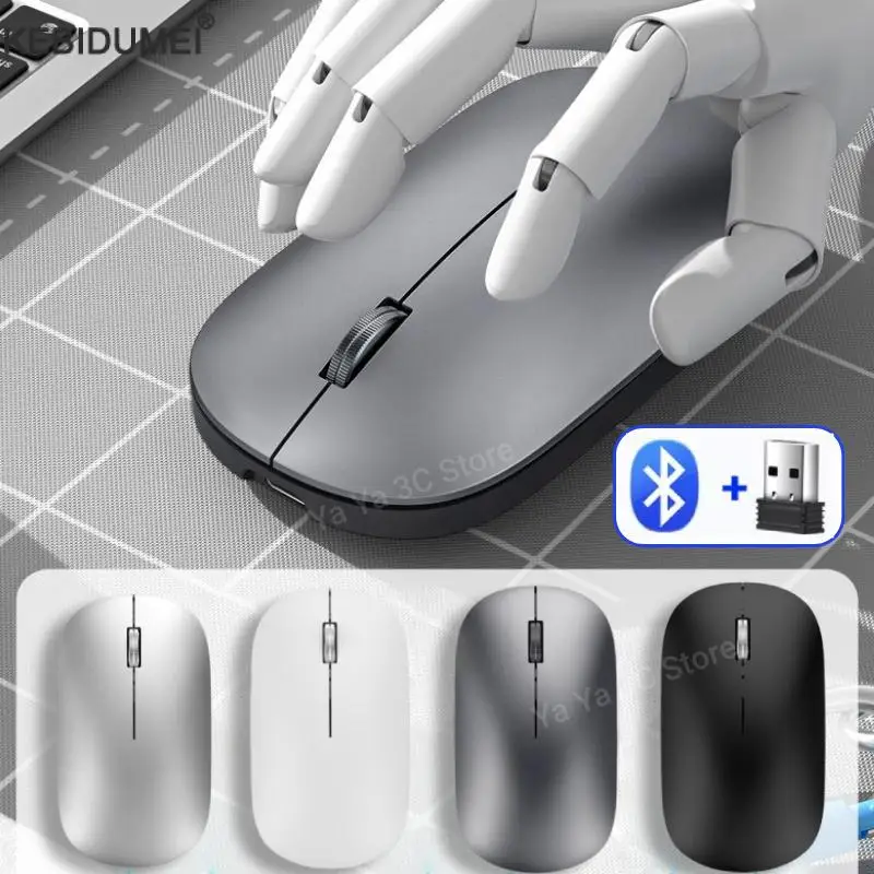 Ratón inalámbrico compatible con Bluetooth, ergonómico, de 2,4 Ghz, para PC/portátil/Macbook, recargable, para juegos de oficina