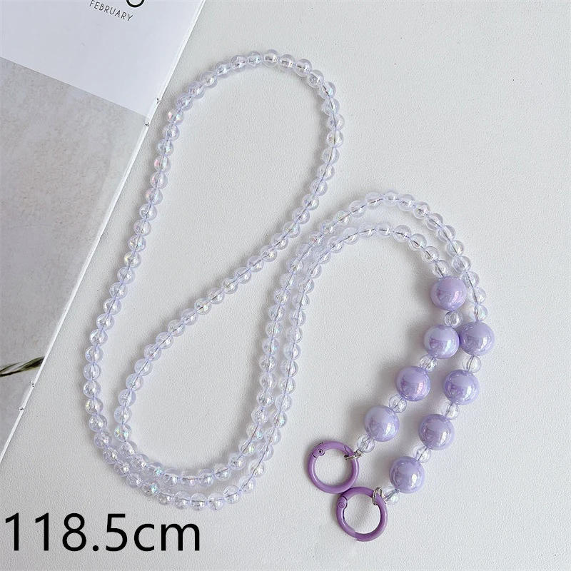 Cordón de teléfono cruzado Universal con cuentas, correas de cadena de cuello largo, funda de teléfono con cuerda antipérdida con parche para IPhone Xiaomi - imagen 5