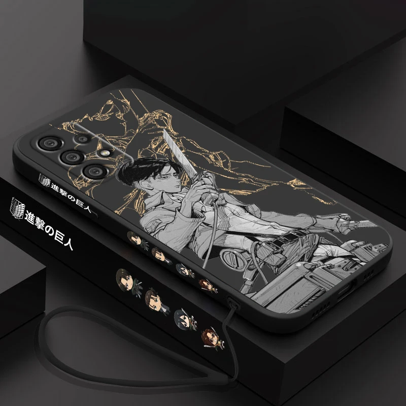 Funda de teléfono Attack On Titan para Samsung, A55, A53, A33, A52, A32, A71, A51, A21S, A35, A25, 5G, cuerda líquida izquierda