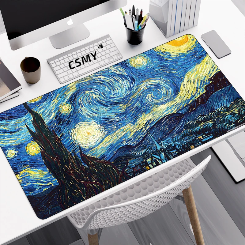 Alfombrilla de ratón Van Gogh, alfombrilla antideslizante de dibujos animados, Pc grande, gabinete de jugador, teclado, alfombrilla de escritorio, diseño, accesorios para juegos, alfombrilla de ratón de ordenador XXL