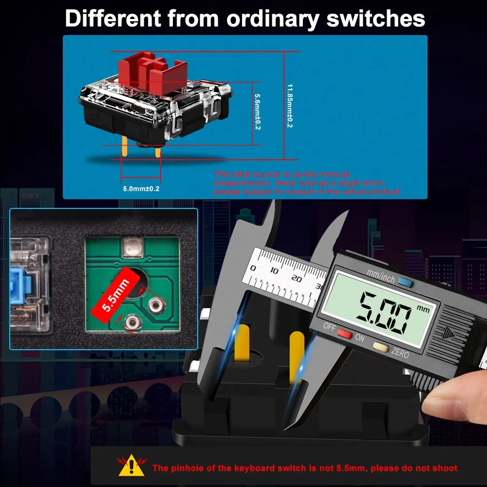 REDRAGON SMD RGB MX Interruptor de 5,5 de bajo perfil 3pin Clicky Teclado mecánico táctil silencioso lineal Rojo Negro azul marrón Switche - imagen 2