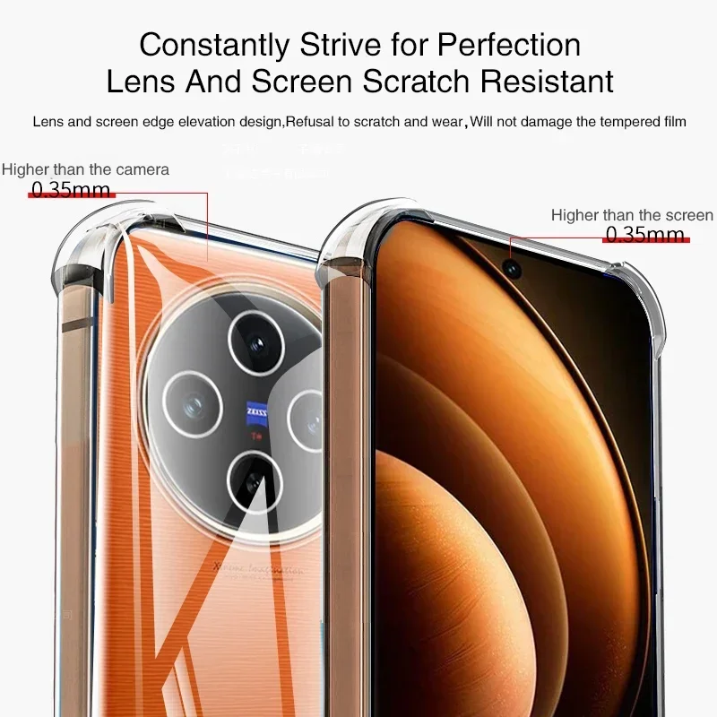 Funda de teléfono de silicona suave a prueba de golpes, carcasa trasera Original transparente antigolpes para VIVO X100, X100S Pro, X100Pro, 5G - imagen 3