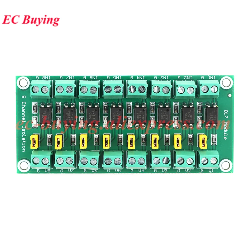 EL817 PC817 1 2 4 Módulo de aislamiento de optoacoplador de canal de 8 vías PLC 3V-5V 12V 24V aislador fotoeléctrico placa acopladora óptica - imagen 3