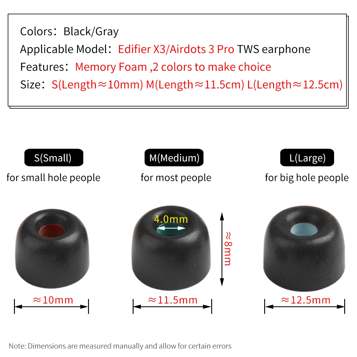 Puntas de espuma viscoelástica para auriculares, para Edifier X3, X5, TWS, Xiaomi Airdots 3 Pro, reducción de ruido, 4mm, 4 unidades - imagen 2