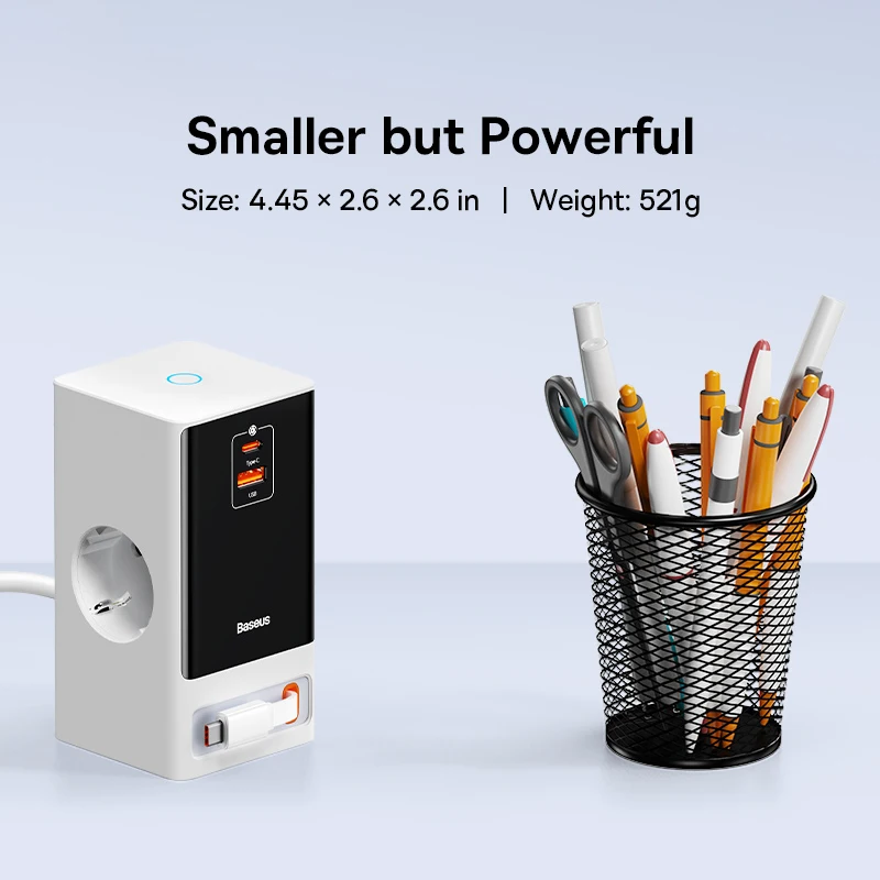 Baseus-cargador GaN de 65W, regleta de alimentación rápida, estación de carga Digital de escritorio, enchufes de 4000W y 2AC, Control por aplicación remota para Samsung y iPhone - imagen 5