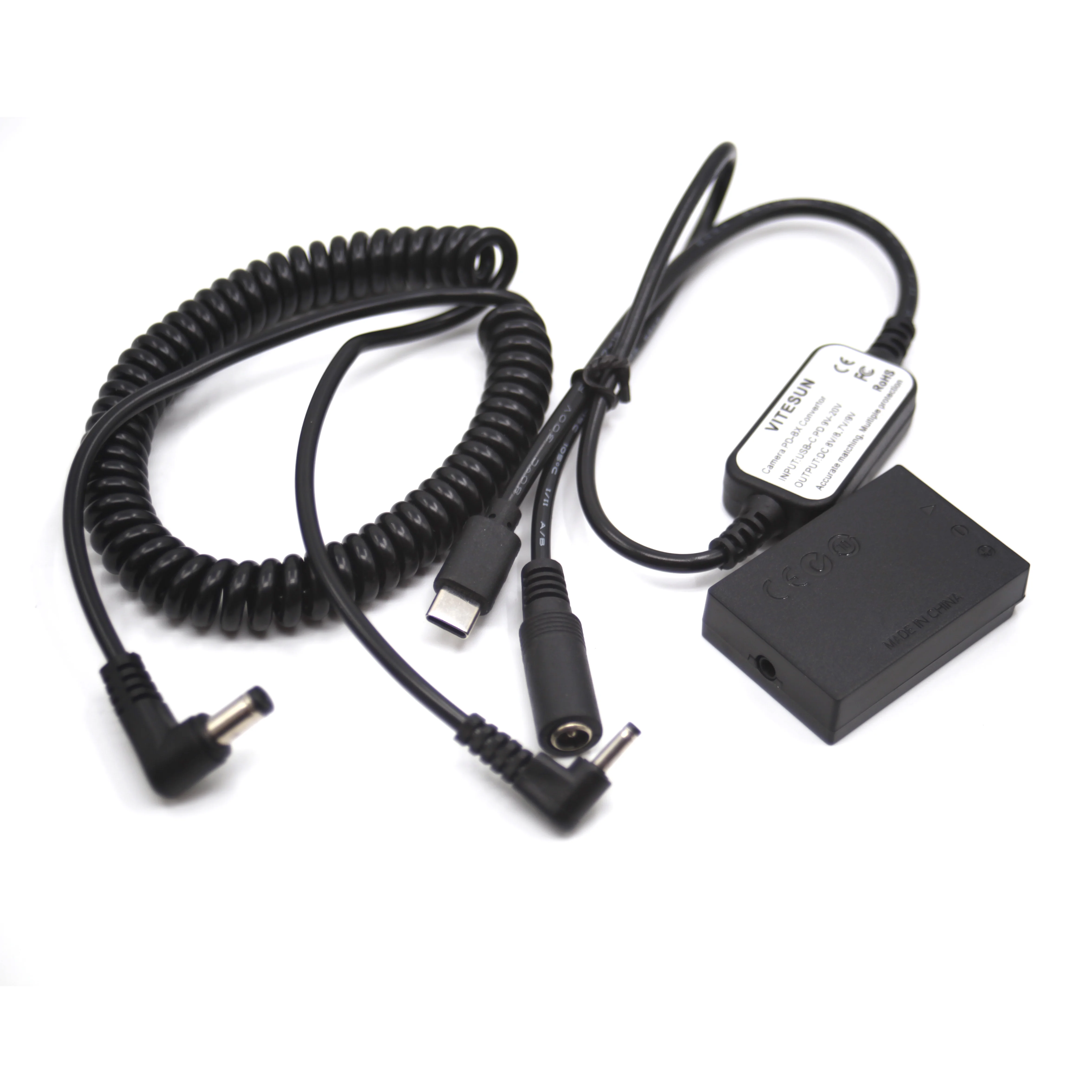 Acoplador de CC DR-E12 LP E12 batería simulada USB tipo C Cable de CC 5,5 × 2,1 MM Cable de resorte CC para Canon EOS-M M2 M10 M50 M100 M200 - imagen 2