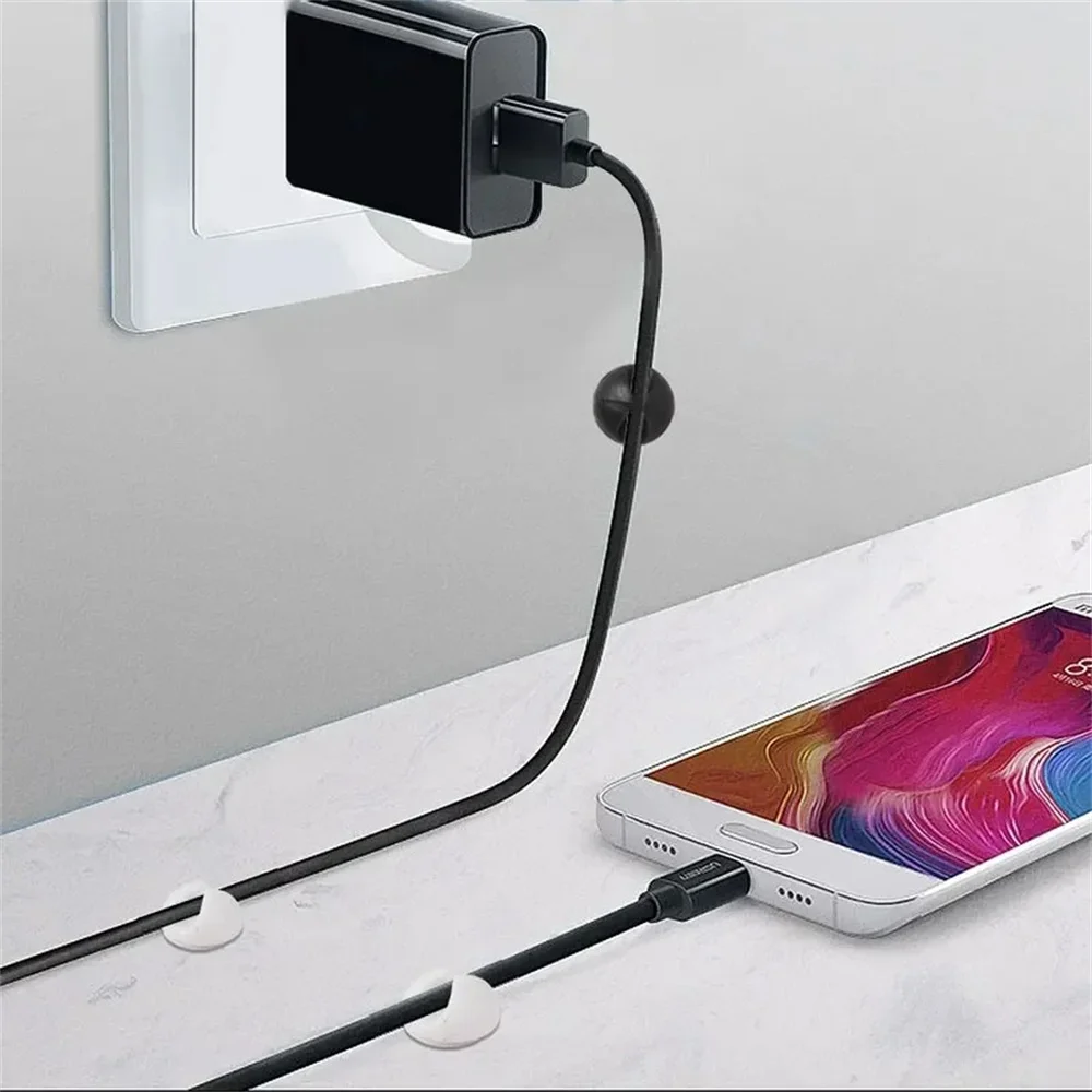 Organizador enrollador de cables de silicona de 20 piezas, Clips para cables de auriculares con carga USB, organizador de escritorio, protectores de soporte para cables en el hogar y el coche - imagen 4