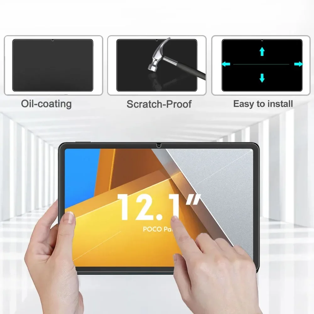 Para POCO Pad 12,1 película de vidrio 2 piezas HD Protector de pantalla templado a prueba de arañazos para Xiaomi POCO Pad Protector de tableta de 12,1 pulgadas - imagen 4