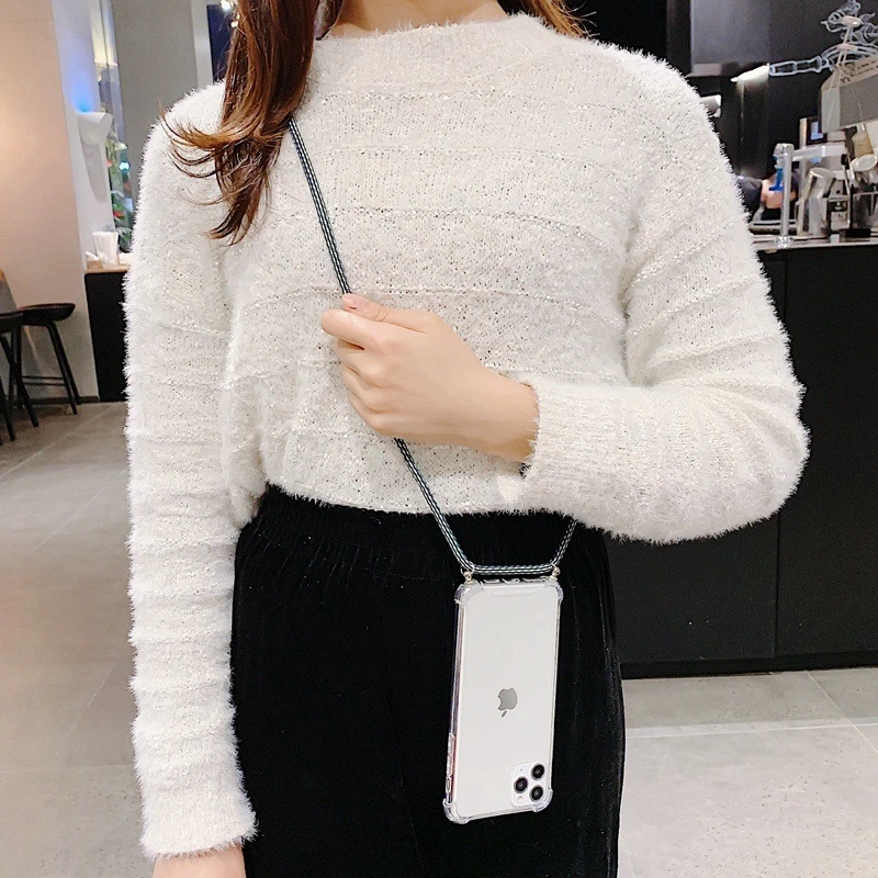 Funda con collar cruzado para OPPO Realme 8 X3 6 Pro X50 XT X2 Neo Lite 5 Find X5 Reno 3 cordón de cuerda correa de hombro funda de Airbag - imagen 3
