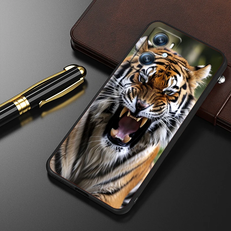 Tiger Fierce terrorífico Art para Xiaomi Redmi 9A 9C 9AT 10C 9 9T 10 12C 13C A3 12 K60 A1 K50 K40 5G, funda de teléfono suave negra - imagen 4