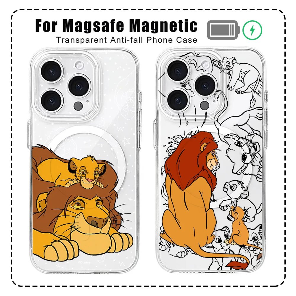Rey León Simba para Magesafe funda de teléfono magnética para iPhone 16 15 14 Plus 13 12 Mini 11 Pro Max X Xs XR 8 7 SE cubierta transparente - imagen 3