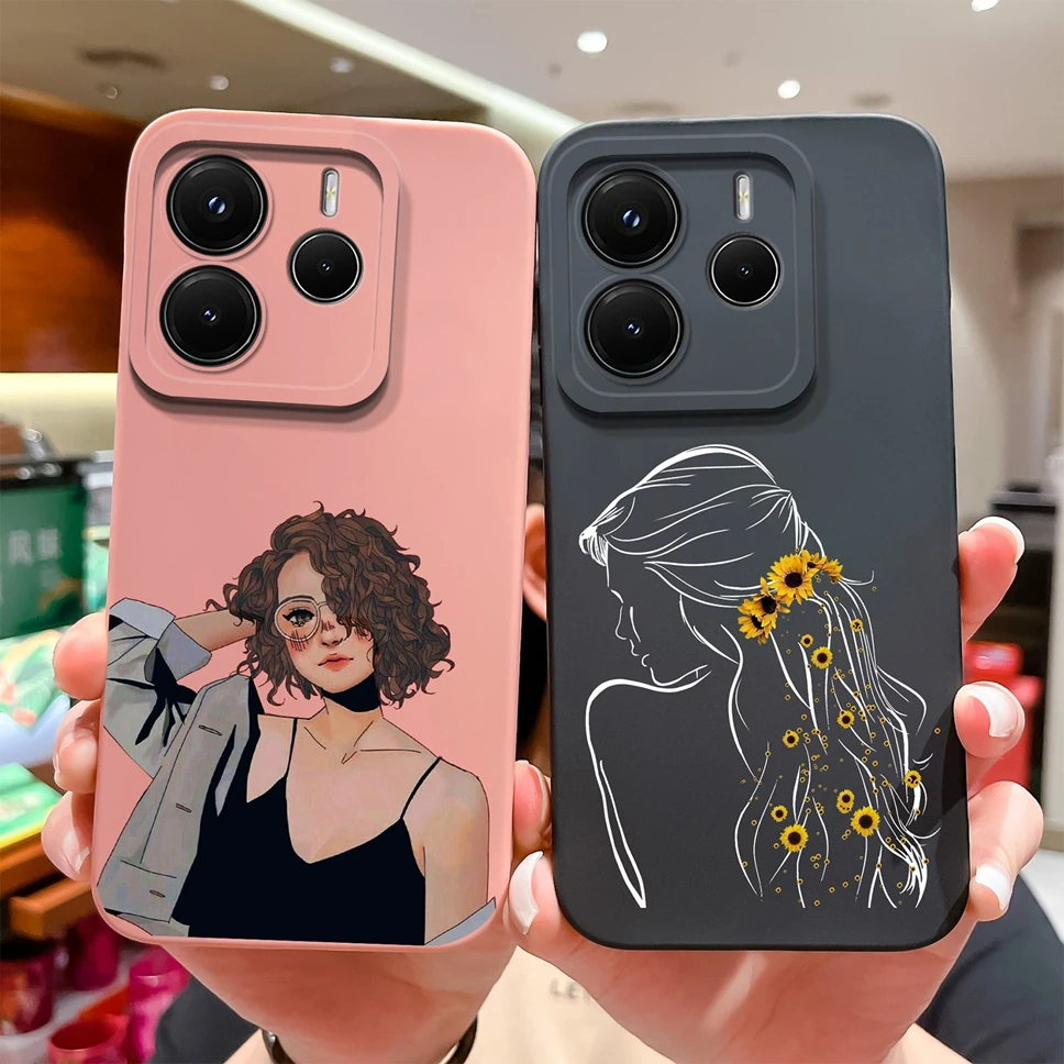 Funda de teléfono para Redmi Note 14 4G 5G, carcasa protectora de silicona suave para chica bonita y dulce, Funda trasera para Redmi Note14 - imagen 2